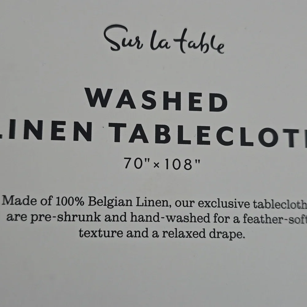 ❤️BUY 2 GET 1 FREE  Sur La Table Classic White Linen Tablecloth, Size 108